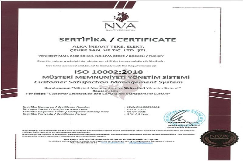 ISO 10002 Belgesi