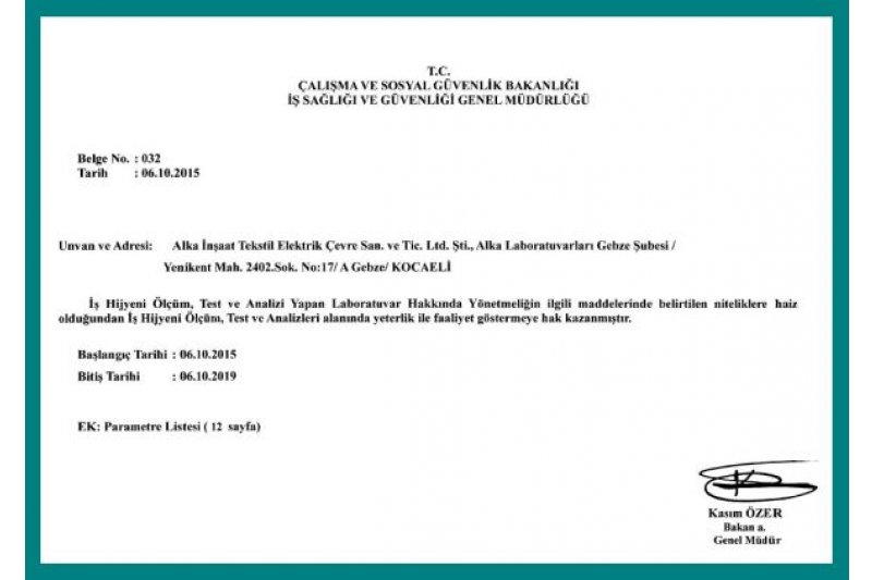 İş Hijyeni Yeterlik Belgesi